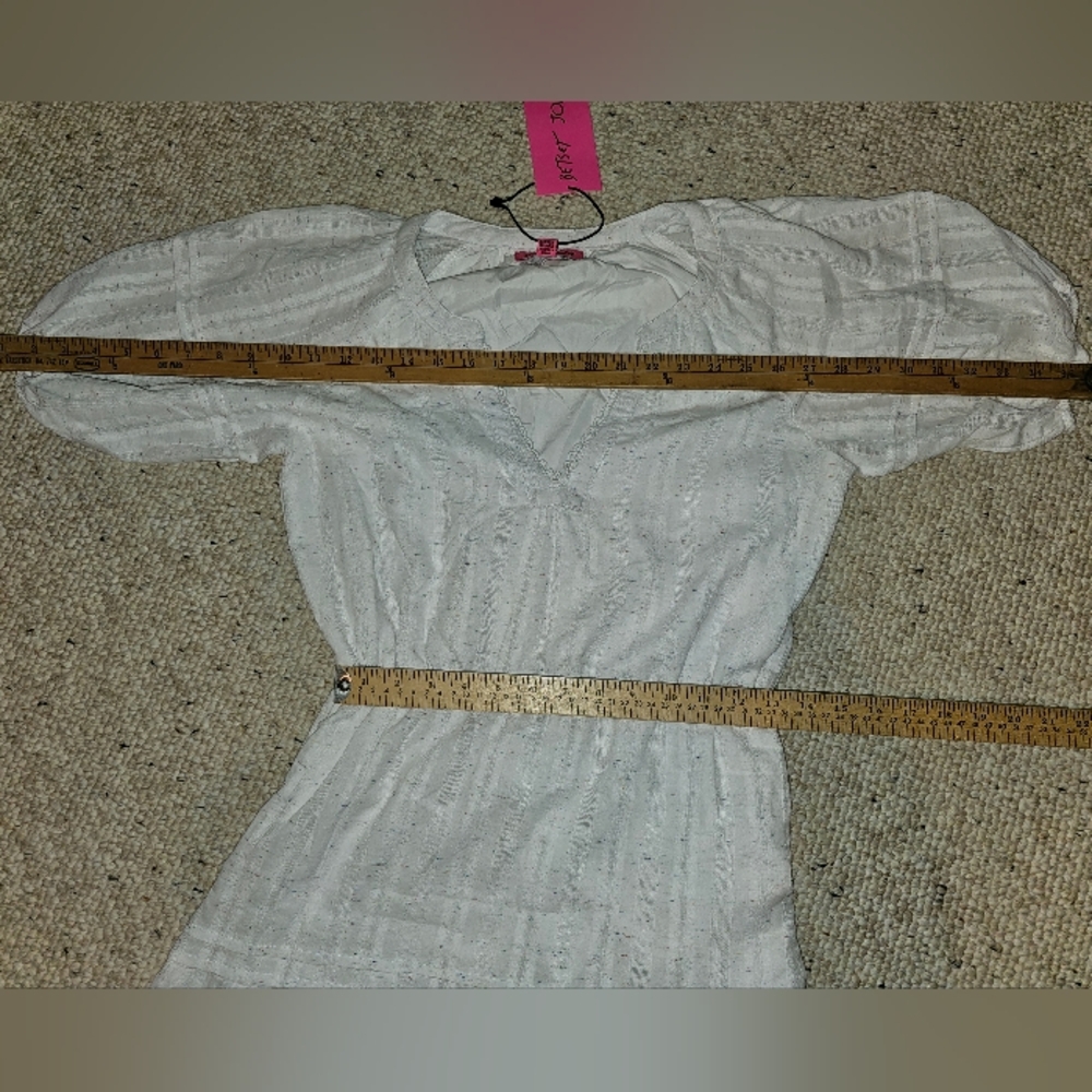 NWT Betsey Johnson puff sleeve tiered boho white cotton dress medium - Picture 12 of 13